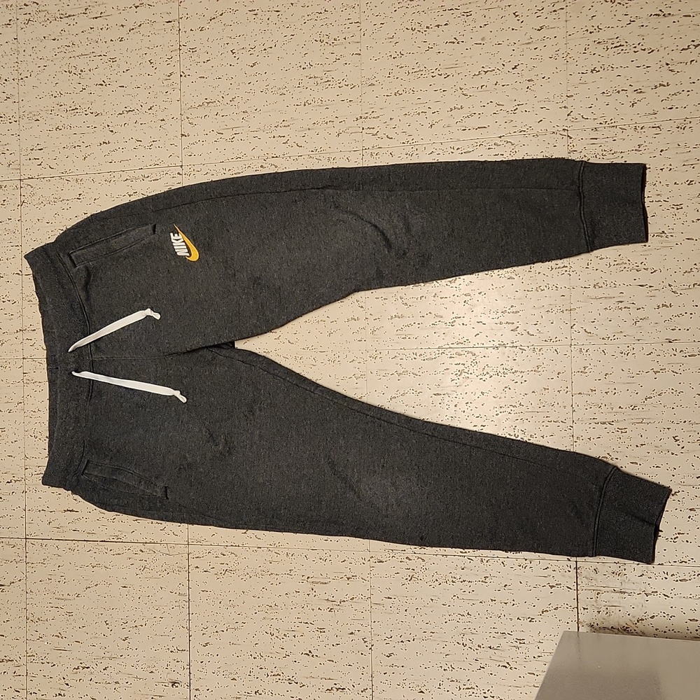 Nike Gray Jogger Sweatpants with White And Yellow Logo
